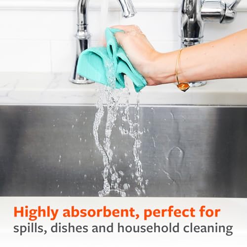 Image of Full Circle Squeeze Swedish Dish Cloths - 6 Pack Reusable Cellulose Sponge Cloths, Super Absorbent Microfiber Cleaning Towels, Paper Towel Alternative, Color-Coded, Eco-Friendly, & Dishwasher Safe