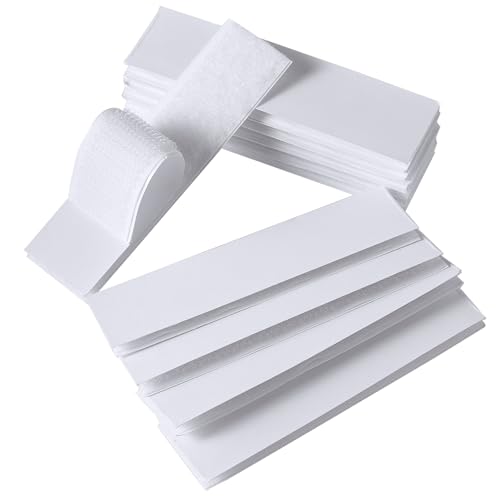 QDiShi Hook and Loop Strips with Adhesive 1x4 inch Strips with Adhesive 10 Sets Strong Sticky Back Fasten Mounting Tape Instead of Holes and Screws for Home or Office Use(White)