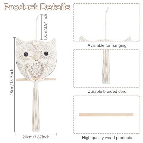 FREEBLOSS Macrame Owl Kit for Beginners Macrame Wall Hanging Kit DIY Macrame Kit with Instruction Macrame Hanging Decor for Adults Gift with Video Tutorials - Image 3