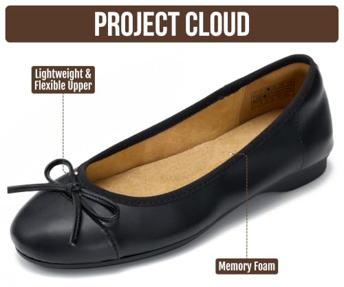 Image of Project Cloud Ballet Flats for Women Shoes - Genuine Leather Insole and Lightweight Mary Jane Flats - Non-Slip and Comfortable Womens Shoes