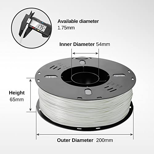 Voxelab Tpu Filament 1.75Mm, Pla Elastic 3D Printer Filament, High Resilience, High Wear Resistance, High Interlayer Adhesion 95A Soft Tpu 3D Printing Filament, 1Kg/ Spool (2.2 Lbs) (White) #TOP2