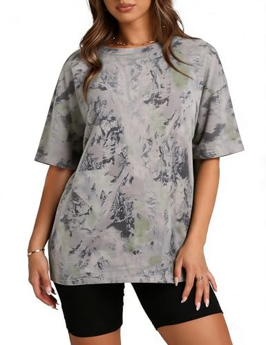 Image of Womens Camo Shirt Oversized Maple Leaf Short Sleeve T Shirts Tops