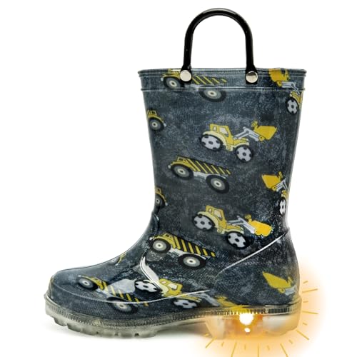 Image of Outee Toddler Kids Adorable Lightwight Waterproof Rain Boots Light Up by Steps