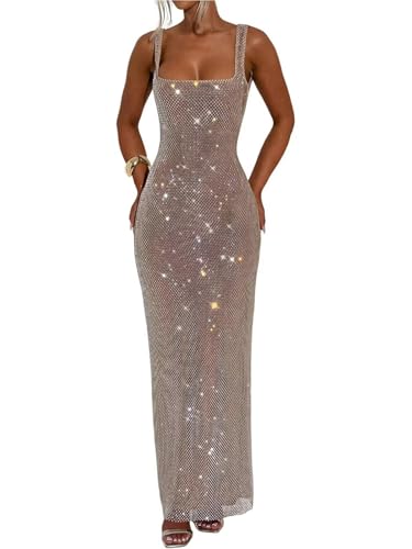 Ouyisha Sparkly Sequin Prom Dress Maxi Sexy Mermaid Bodycon Formal Party Club Dress 2025