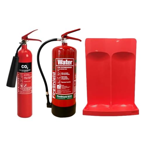 2KG Co2, 6LTR Water Fire Extinguisher & Double Red Fire Extinguisher Stand