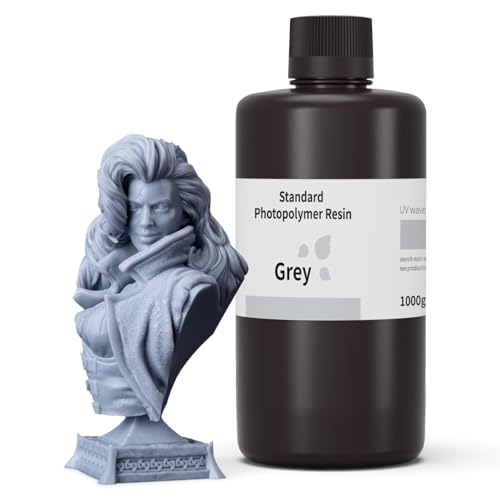 Image of ELEGOO Standard 3D Printer Photopolymer Resin Grey 1000g, High Precision Printing Resin 405nm Low Odor UV-Curing for LCD /DLP /MSLA 3D Printer