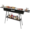 BLAFANE Portable Charcoal Grills, Foldable Hibachi BBQ Grills with Sturdy Construction for Camping, Backyard, Picnic, Travel Outdoor Cooking (31.6x7.1x5.1 inch), Black