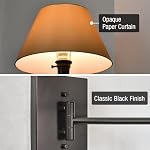 Kira Home Cambridge 15" Swing Arm Wall Lamp - Plug in/Wall Mount, Opaque Paper Shade, 150W 3-Way + Cord Covers, Black Finish - Image 2