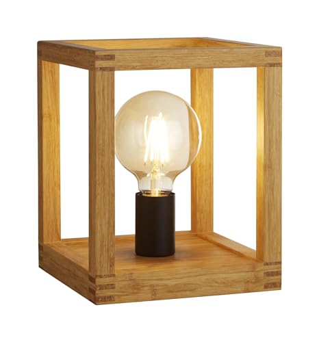 Image of Searchlight Square Woven Bamboo Wood 1 Light Table Lamp