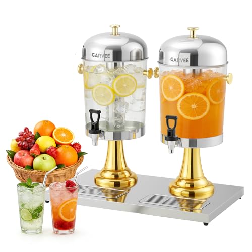 4.4 Gallon Gold Beverage Dispenser with Stand and Ice Core