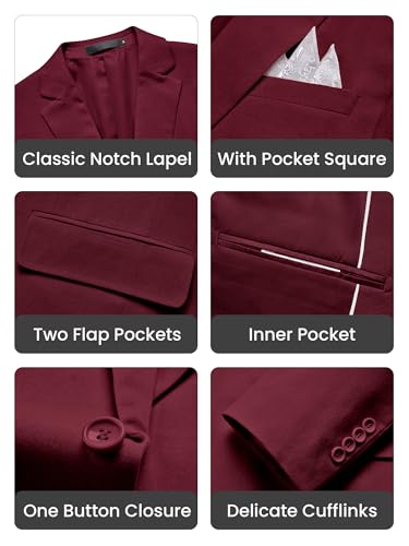 MAGE MALE Men's Slim Fit Blazer Jackets Suit One Button Lightweight Sport Coats Casual Blazer