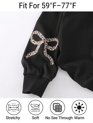 EXARUS Girls Bow Graphic Hoodies Oversized/Cropped Hoodie Teen Pullover Long Sleeve Hooded Sweatshirt Casual Preppy Cute - Image 4