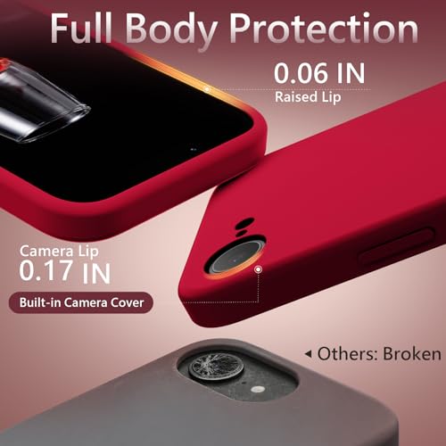 Image of FireNova Magnetic for iPhone 17e Case /iPhone 16e Case, Compatible with MagSafe, [Silicone Camera Protection] Microfiber Lining Phone Case, 6.1 inch, Deep Red