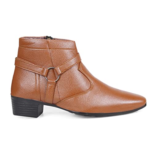 Image of BXXY Men's 2 Inch Heel Height Increasing Formal Ring Buckle Zipper Boots