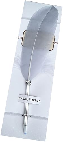 OPENDGO Bolígrafo de pluma creativa con tinta negra, bolígrafos de punta redonda natural para escribir en la escuela, firmas, regalo de boda