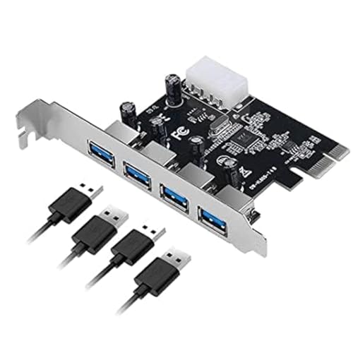 Image of BigPlayer 4-Port USB 3.0 PCI Express Card - SuperSpeed 5Gbps USB Expansion Adapter for Desktop PC - PCIe Interface Compatible with Windows 11 /10 /8 /7