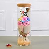 AVEKI Rose Gift, 100% Real Rose Flower Bouquet with Led Light Real Preserved Rose Gifts for Women, G