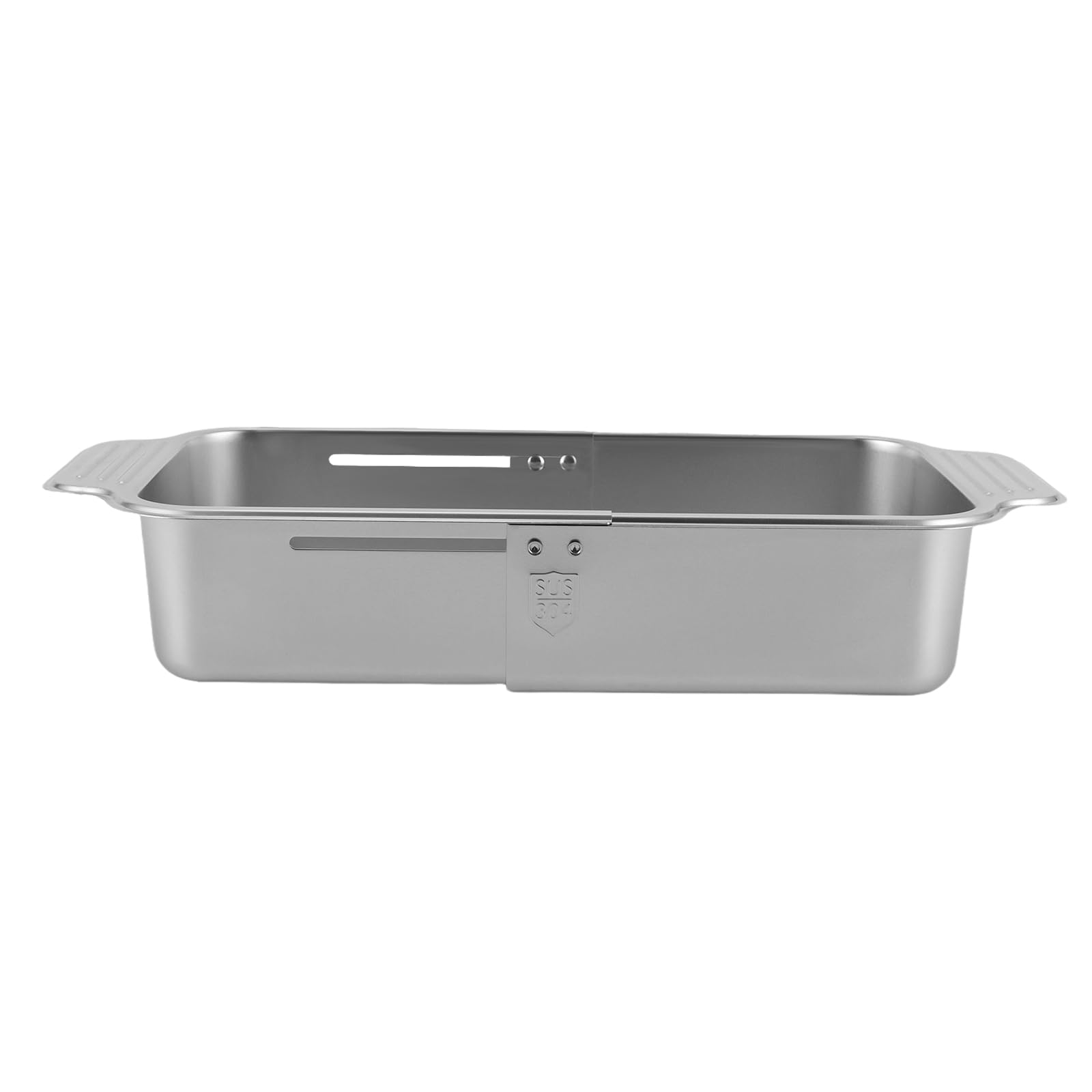 Colador para cocina, fregadero con asas dobles, extensible, colador de pasta de acero inoxidable 304, colador para fregadero de cocina, color plateado
