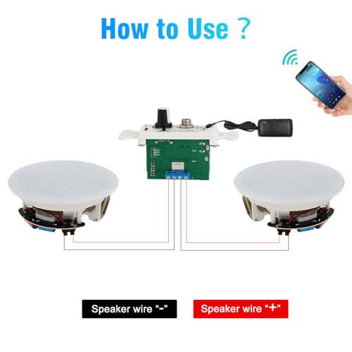 STUDIOFINIX 8-Inch Bluetooth Ceiling Speaker System with A 2-Channel Wall Amplifier,400W Max Power Output Pair - Perfect for Clear Sound in Living Room, Office, Kitchen, Basement & Covered Patio