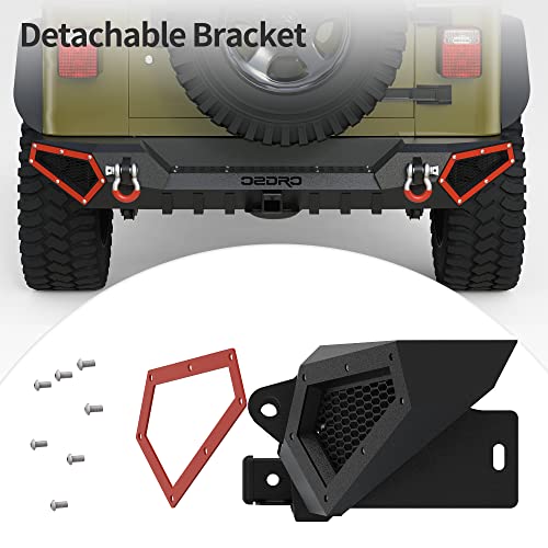 OEDRO Off Road Rear Bumper Combo Compatible with 1987-2006 Jeep Wrangler TJ & YJ & LJ, Full Width Back Bumper with Hitch Receiver & 2 x D-Rings, Textured Black