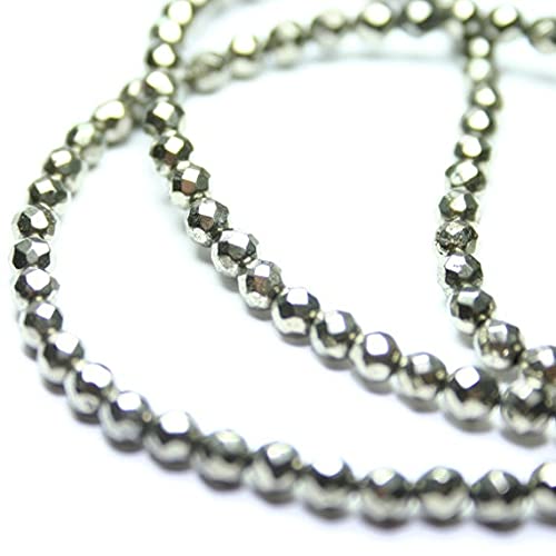 Perles de pyrite argent et bronze de qualité supérieure taillées en facettes 4 mm