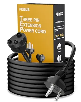 FEDUS Long 18AWG Heavy Duty Male to Female 3 Pin Power Extension Cord Wire, 10amp Indoor Outdoor Power Extension Electrical Extender Power Cable for appliances, Electronics, and Power Tools