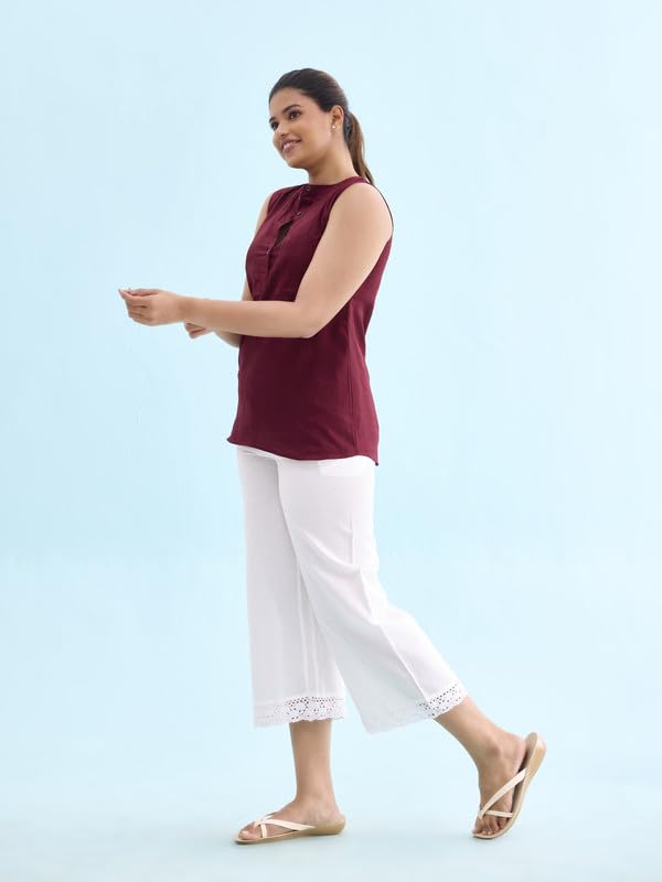 Image of GO COLORS Soft Linen Wide Pant Full Length for Women| Breathable, Mid Rise