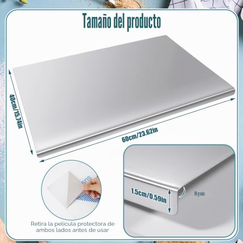 Tablas de cortar de acero inoxidable saerryor, material resistente con borde protector 3