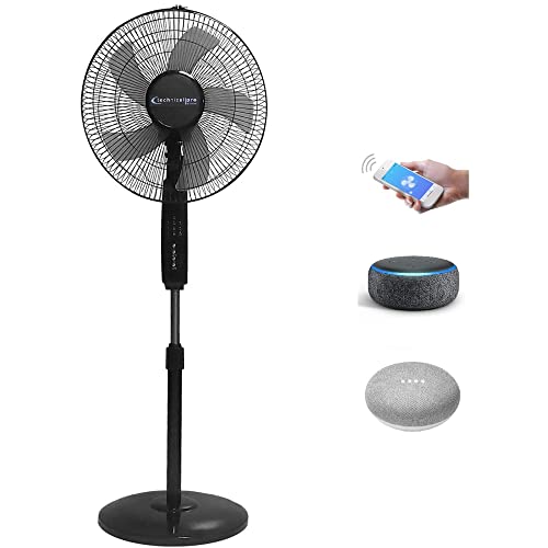 Technical Pro Smart Oscillating Pedestal Fan, 3 Speed Portable 16” WIFI Enabled Standing Fan w Adjustable Height, 270 Degree Oscillation, Tilting, Timer & Sleep mode compatible w/Alexa/Google (Black) Technical Pro Smart Oscillating Pedestal Fan, 3 Speed Portable 16” WIFI Enabled Standing Fan w Adjustable Height, 270 Degree Oscillation, Tilting, Timer & Sleep mode compatible w/Alexa/Google (Black)