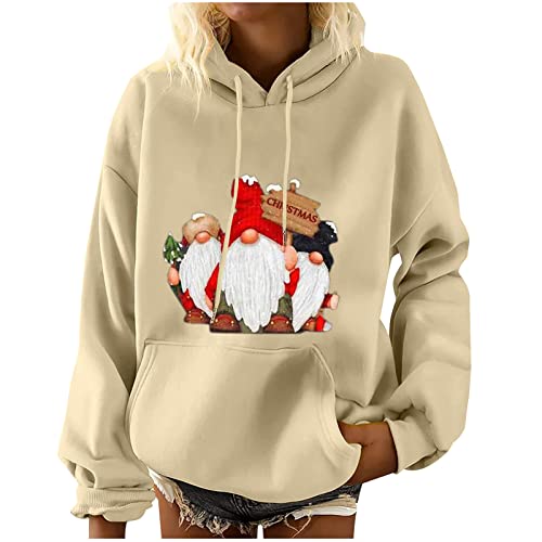 Ugly Christmas Sweatshirt Santa Trendy Long Sleeve Pullover Tops Xmas Vacation Loose Kangaroo Pocket Pullover Hoodie