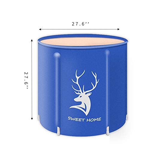 Kelixu Portable Bathtub, Foldable Soaking Bathing Tub For Freestanding Shower Stall, Thickened Thermal Foam To Keep Temperature For Spa Hot Ice Bath, Blue #TOP5
