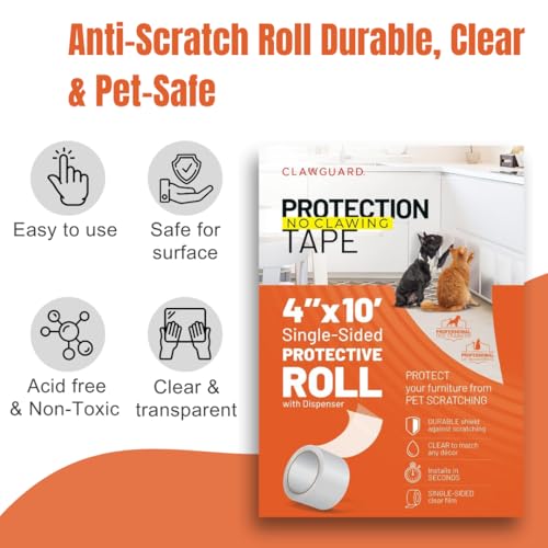 image for CLAWGUARD Protection Tape Roll – 4 in x 10 ft Single-Sided Scratch B