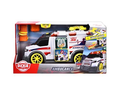 Dickie Toys - großer Spielzeug-Krankenwagen mit vielen Extras (35,5 cm) - Rettungswagen mit Spiel-Drohne, Zubehör, Licht & Sound, Spielzeugauto für Kinder ab 3 Jahre