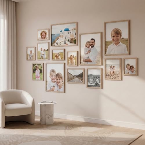 Image of HOTHOUSE Photo Frame For Wall Decor | Wooden Frames For Wall Decoration | Aesthetic Collage Picture Frames | Rectangular Photo Frame For Home Decor Office | Set of 14 (BROWN, Combo-1)