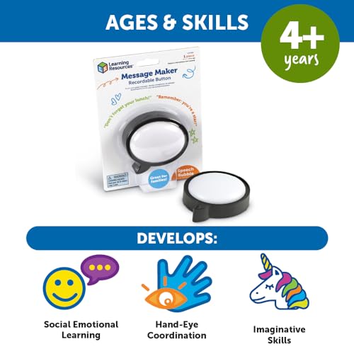 Learning Resources Message Maker Recordable Button Speech Bubble - SEL Toys, Conversation Skills, Voice Recorder Buttons for Classroom, Teacher Literacy Group, Gifts for Kids by Learning Resources - Image 5