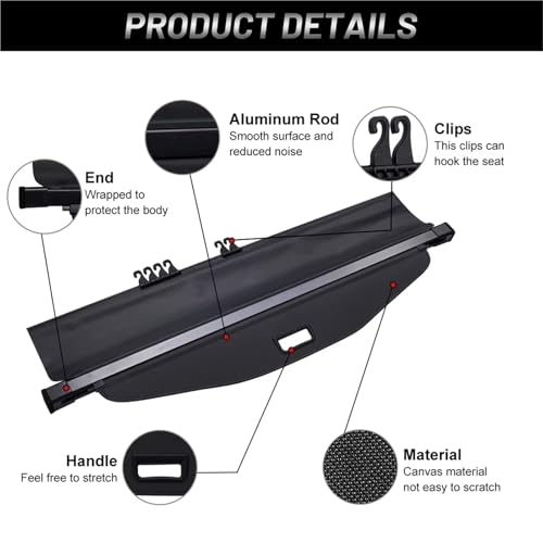 Cubierta maletero Chevrolet Equinox 2010-2022 protector de carga retráctil negro 4