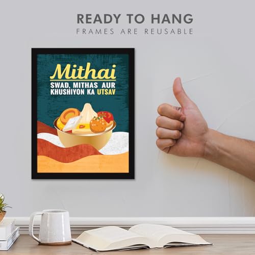 Image of Chaka Chaundh - Mithai poster - Dessert posters with frame - sweet quotes framed posterss - methai poster - Mithai posters - (14 X 11 inches)