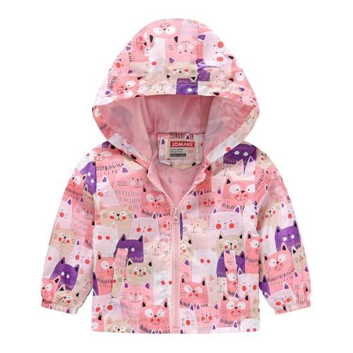 Toddler Girls Cartoon Hoodie Rain Jacket Windproof Zipper Long Sleeve Fall Coat Comfy Cute Windbreaker For Kids Boys