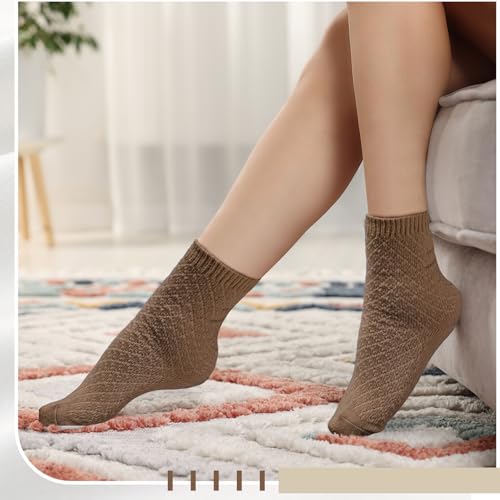 5 Pairs Cute Women Crew Wool Socks Neutral Plush Thick Boot Socks for Women Cute Warm Thick Sock for Winter Causal Athletic Cozy Gift4