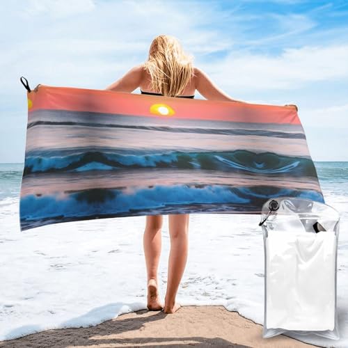 Toalla de baño suave con estampado de olas, secado rápido y formato grande 2