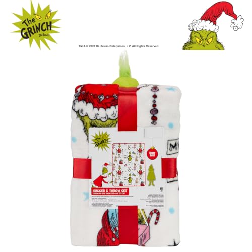 Franco Bedding Christmas Holiday Super Soft Plush Cuddle Buddy, 101.6 cm x 127.0 cm, Grinch & Max Th
