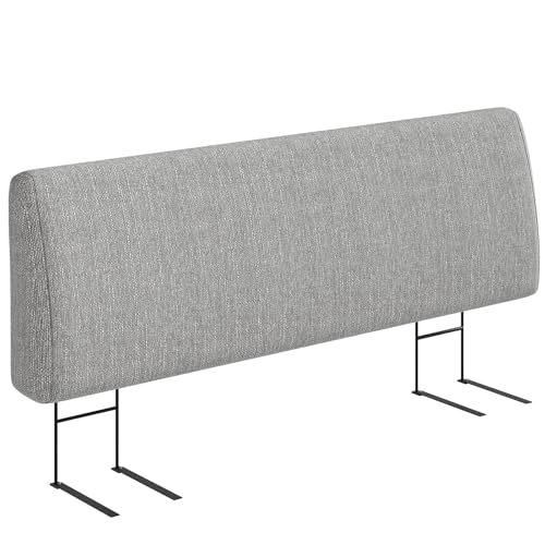 Image of Pinmoco 4.7 inch Headboard Only for King Size Bed, No Drill Needed, Gray | 5-Min Assembly, Upholstered Headboard for 8-14 Inch Mattress, Washable Cover, Perfect for Renters Dorm Kids Pet