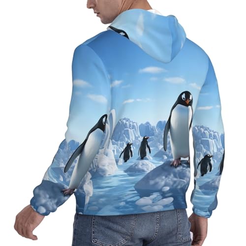 Men's Fleece Pullover Hoodie Long Sleeve Hooded Penguin Antarctica Ice Sweatshirt Casual Shirts With Pockets4