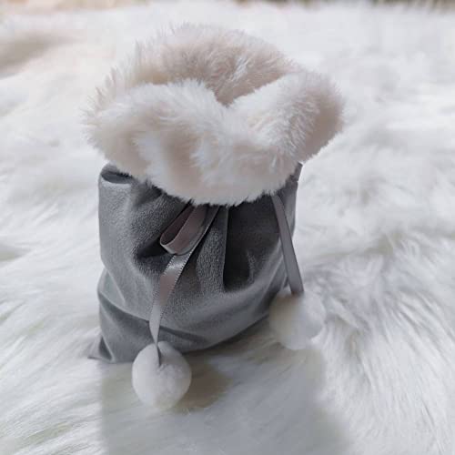 GGSDDU 2 Bolsas De Franela Para Dulces Con Cordón,Bolsa De Regalo De 5 X 7.5 Pulgadas,Bolsa De Dulces De Chocolate,Bolsa De Regalos,Gris Cover