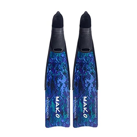 MAKO Spearguns Competition Freediving Spearfishing Scuba Diving Fins | 3D Blue Camo | Size 10-11