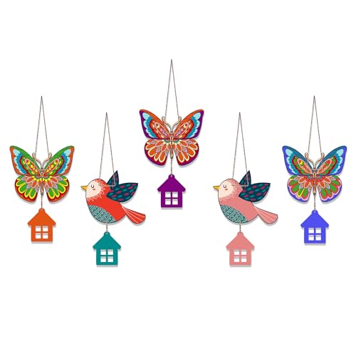 Artvibes Multicolored Birds & Butterfly Wooden Wall Hanger for Ho...
