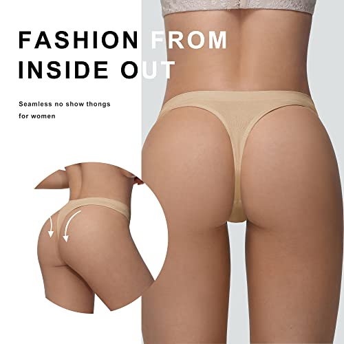 Sharicca Seamless Thongs For Women Sexy Breathable No Show Thong Underwear Women Multiple Pack, M, 7P01 #TOP1
