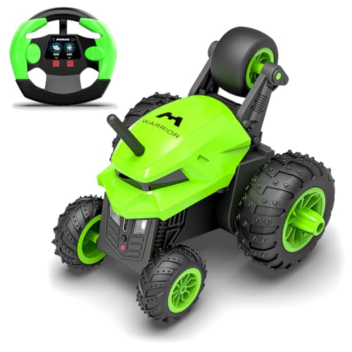 Image of Mirana Warrior 360 Remote Control Stunt RC Car for Kids | Dual Motor, 7 Auto Stunt Modes, Speed Boost & LED Headlights | Rechargeable Vehicle Toy (Neon Green)
