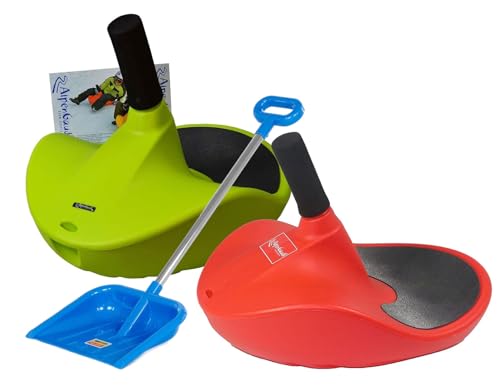 2 x Alpengaudi Zipfelbob Rodel Bob Schlitten mit Handgriff bis 100 kg (1 STK rot 1 STK grün)