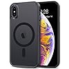 Anuck for iPhone X Case, for iPhone Xs Case Magnetic Phone Case Compatible with MagSafe, Soft TPU Bumper Hard Translucent Matte Back Slim Fit Shockproof Protective Cover for Men Women Girls - Black